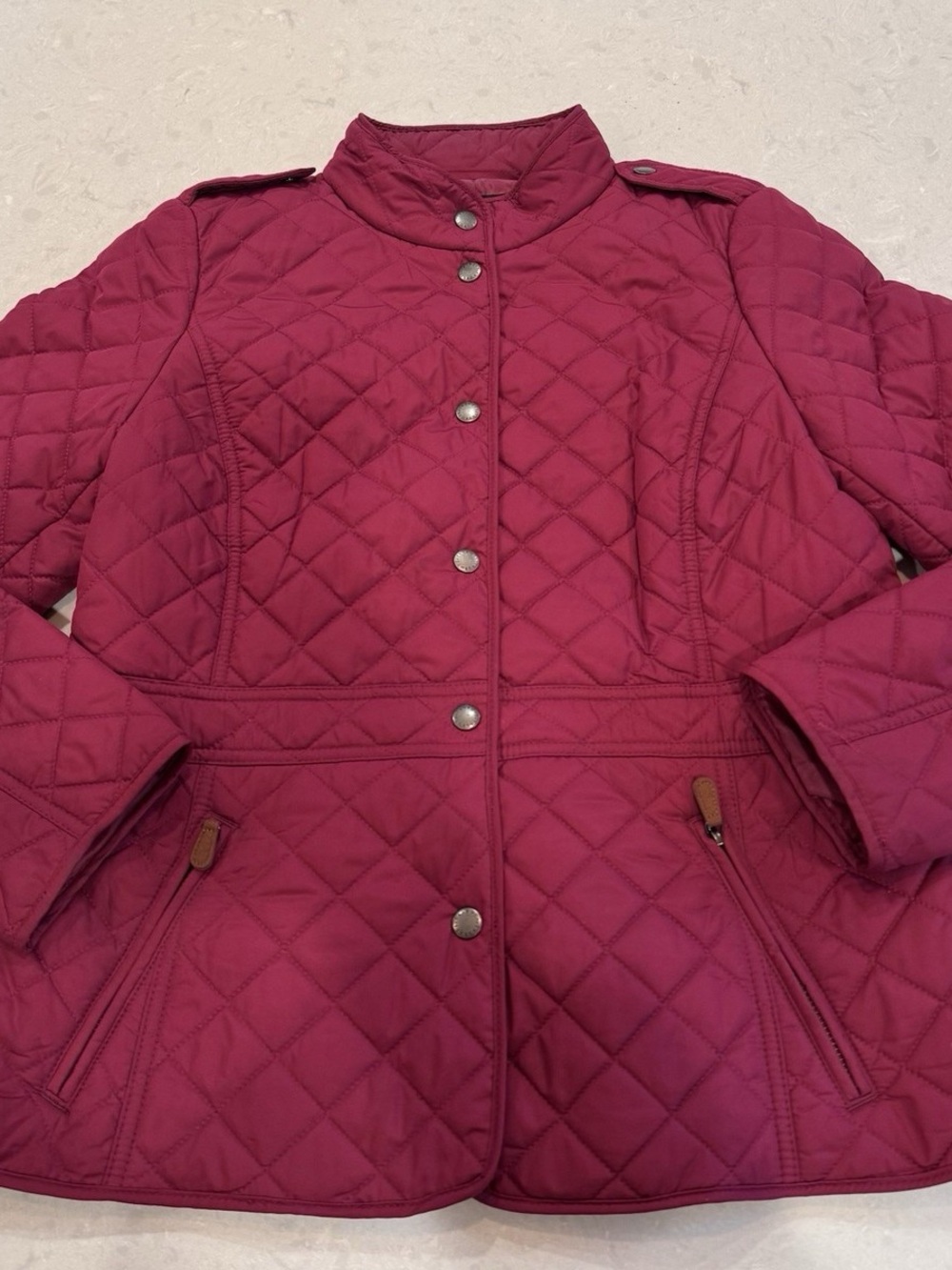Women’s Talbots Raspberry Pink diamond quilted jacket size large